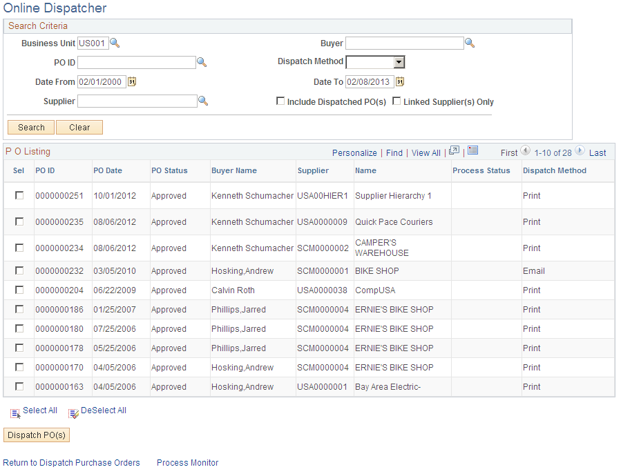 Online Dispatcher page with Oracle XML Publisher enabled