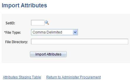 Import Attributes page