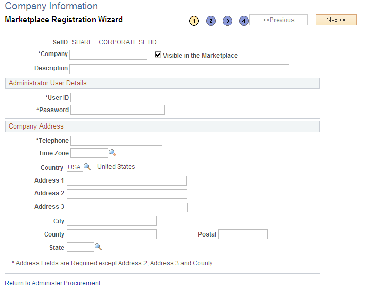 Company Information - Marketplace Registration Wizard