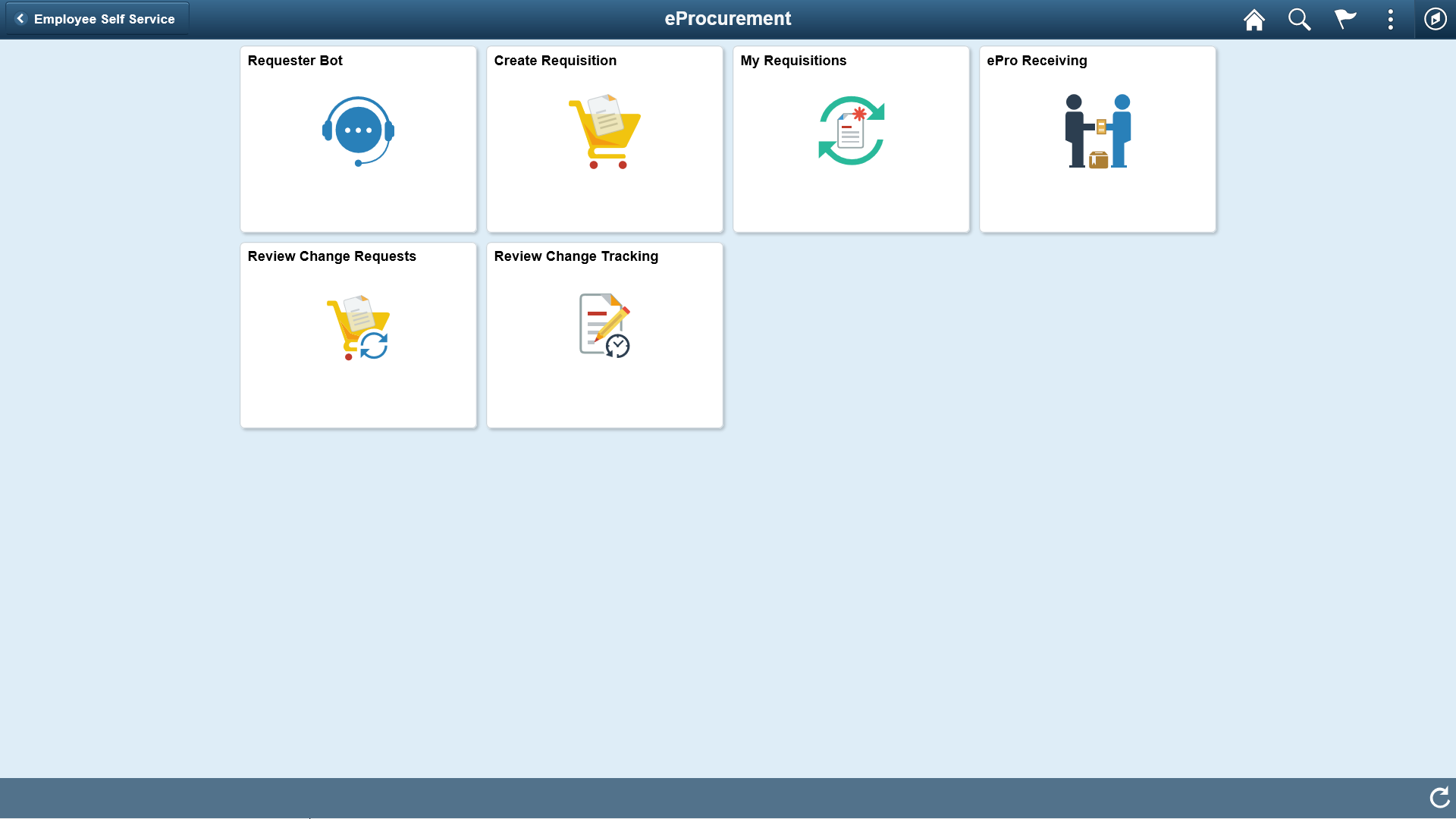 eProcurement page - Requester Bot tile