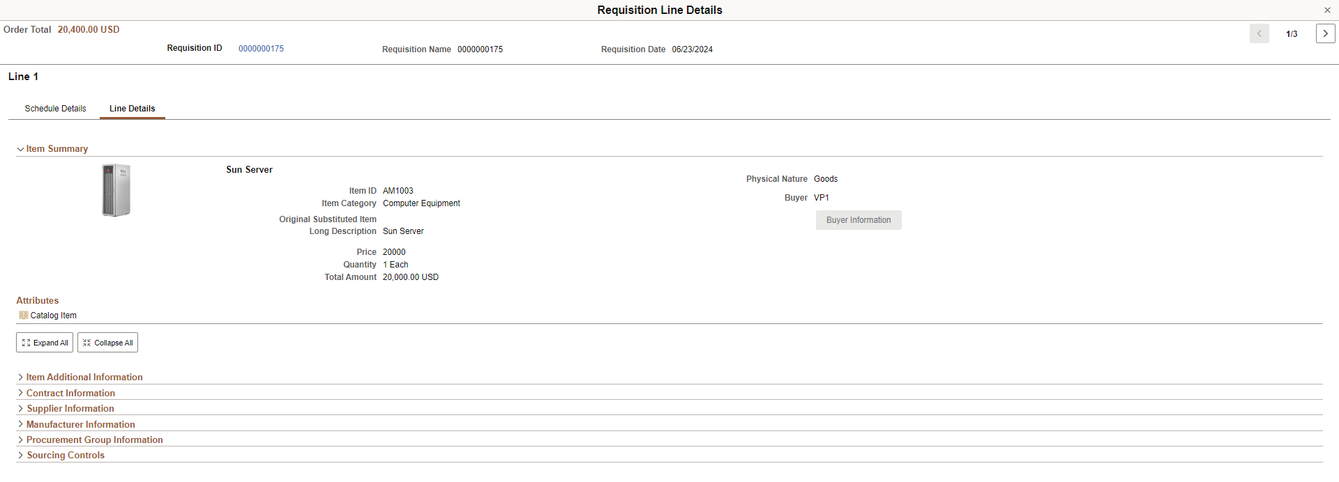 Requisition Line Details - Line Details