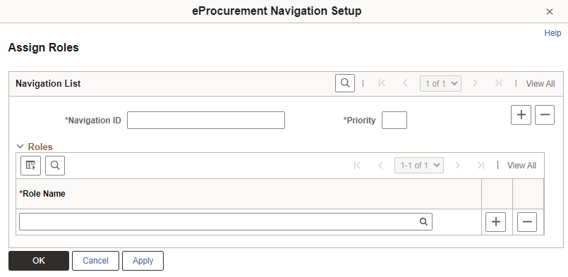 eProcurement Navigation Setup: Assign Roles