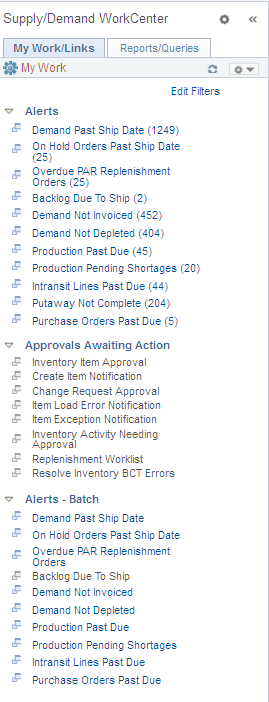 Supply/Demand WorkCenter - My Work Page