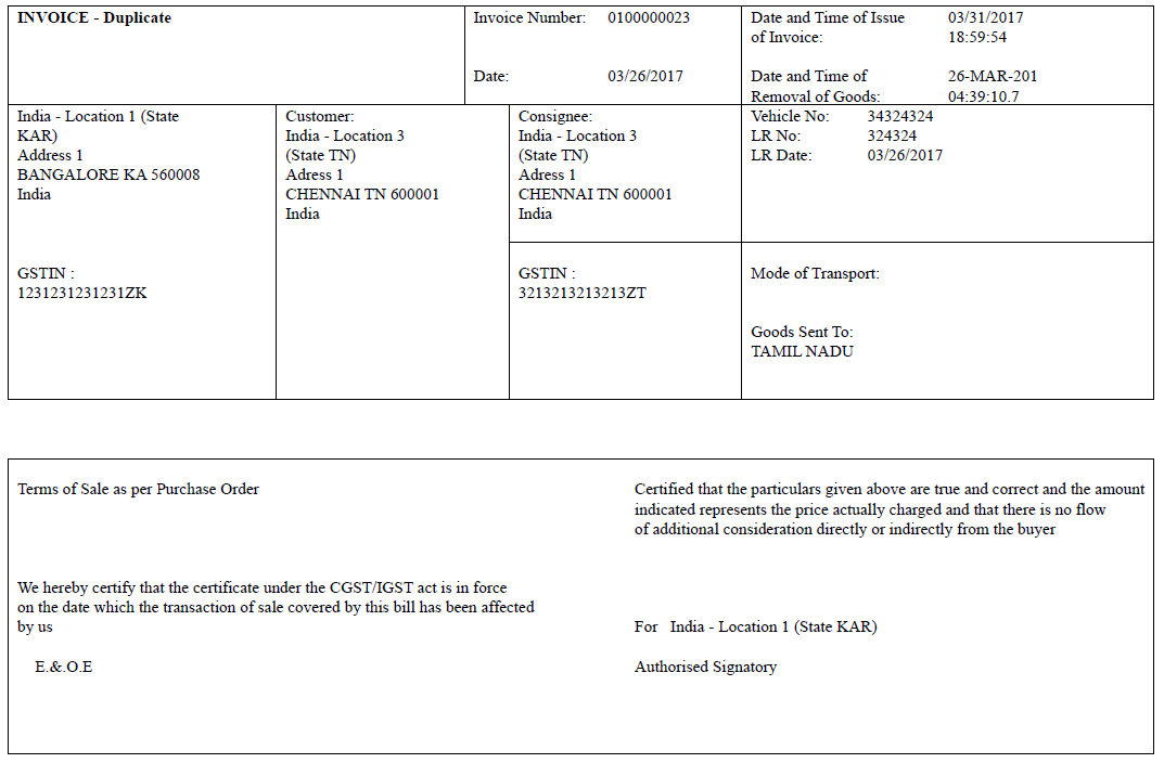 Stock Transfer Invoice Report Sample (2of2)