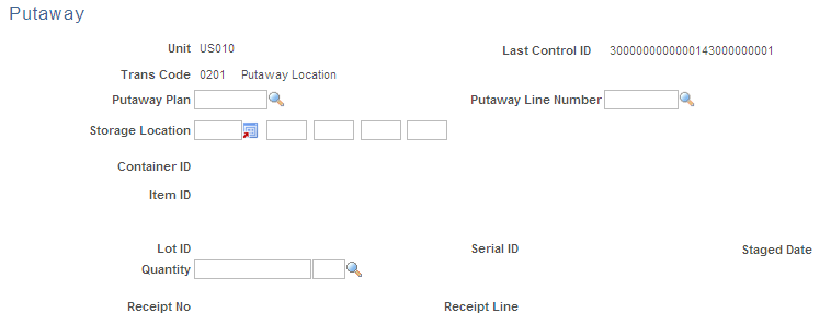 Inventory Putaway page