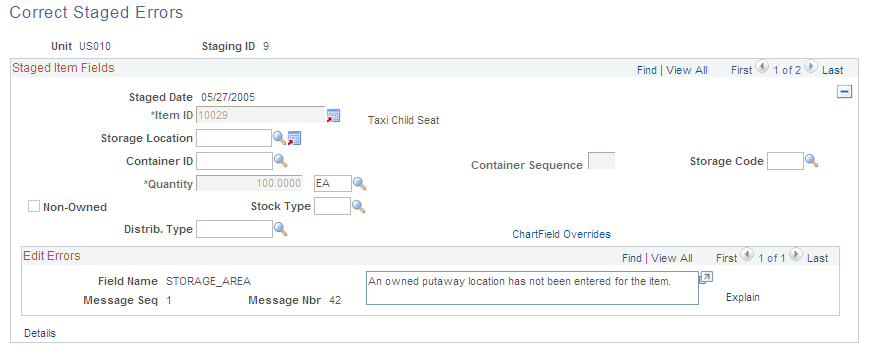 Correct Staged Errors page