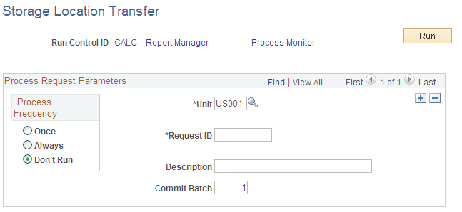 Storage Location Transfer process page