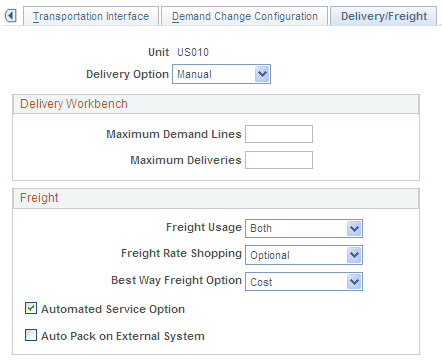 Setup Fulfillment-Delivery/Freight page