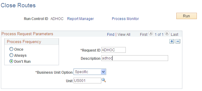 Close Routes process page