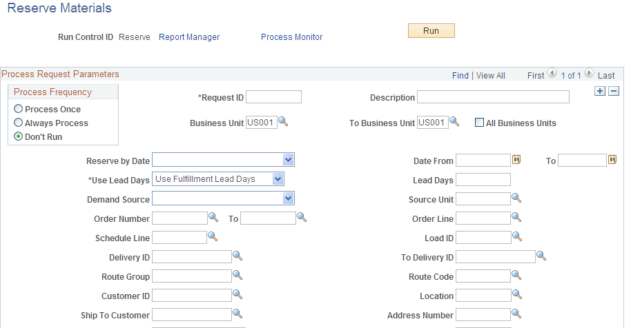 Reserve Materials process page (1 of 2)