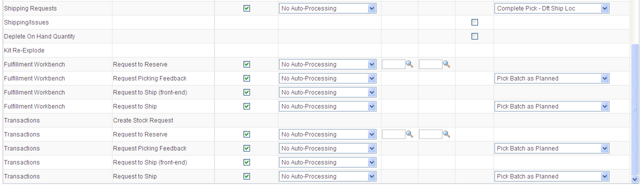 Auto-Processing Options tab of the Setup Fulfillment-Fulfillment Task Options page (2 of 2)