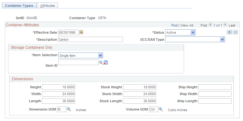 Container Types page