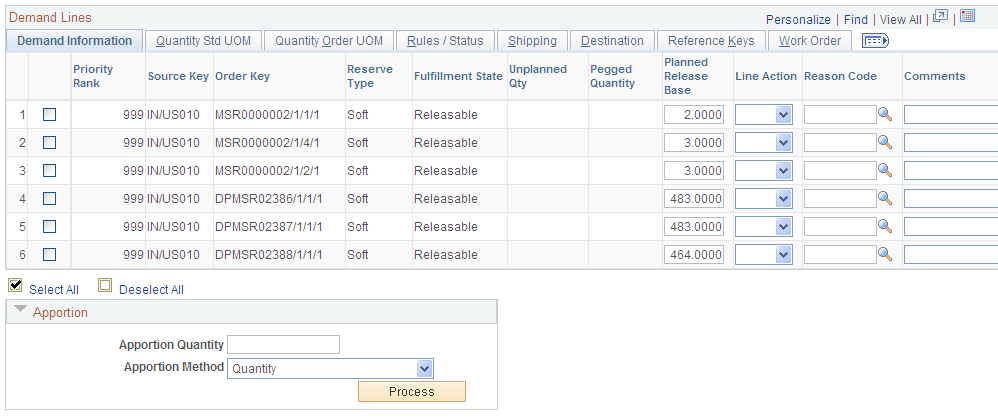 Item View of the Shortage Workbench (page 2 of 2)