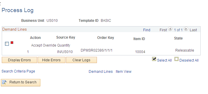 Process Log of the Shortage Workbench