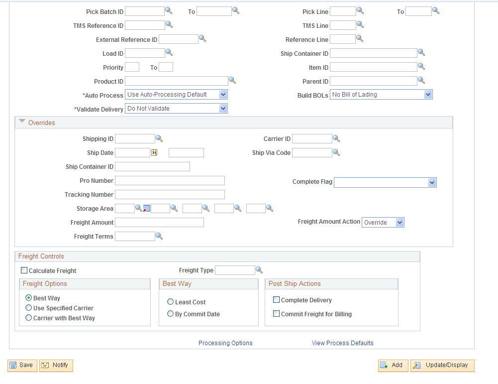 Shipping Requests page (2 of 2)