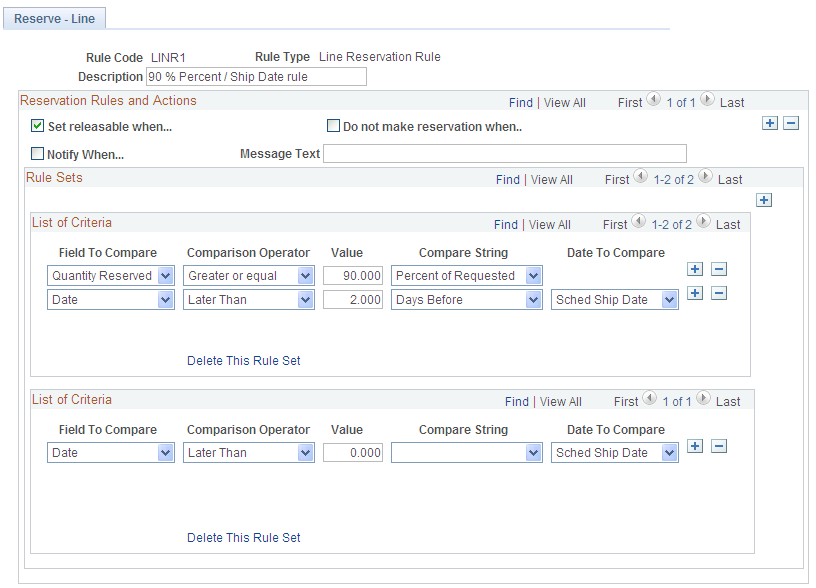 Reservation/Backorder Rules-Reserve Line page