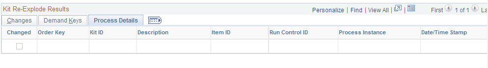 Process Details tab of the Kit Re-Explode Results page