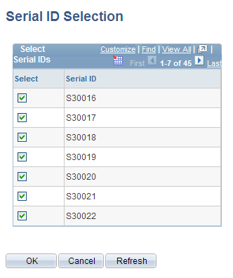 Serial ID Selection page