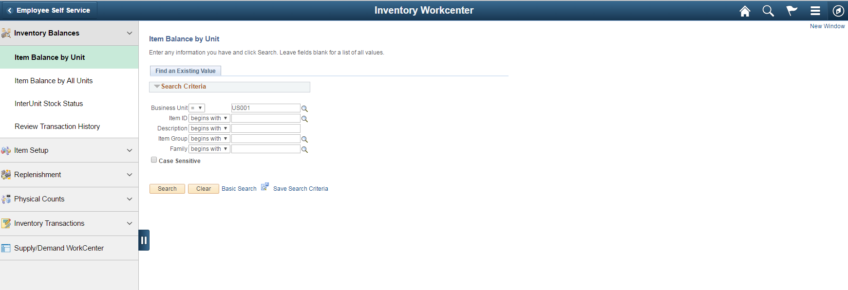 Inventory WorkCenter