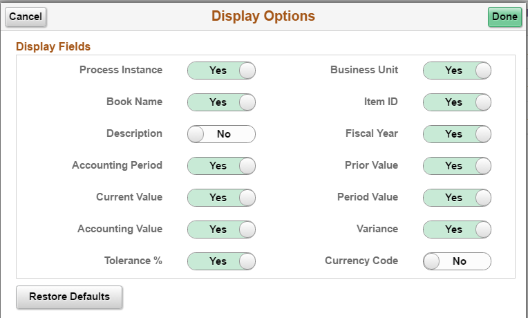 Display Options Page