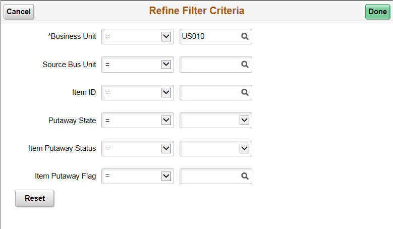 Refine Filter Criteria