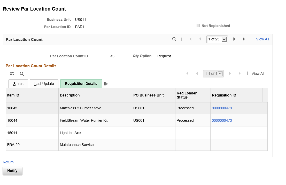 Review Par Location Count _ Requisition Details Page