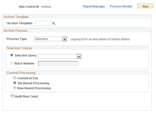 Archive Data to History process page