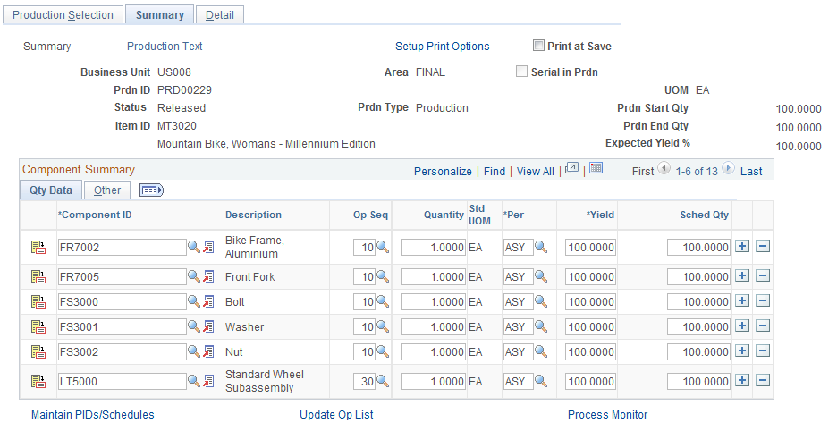 Update Operation List- Summary: Summary page