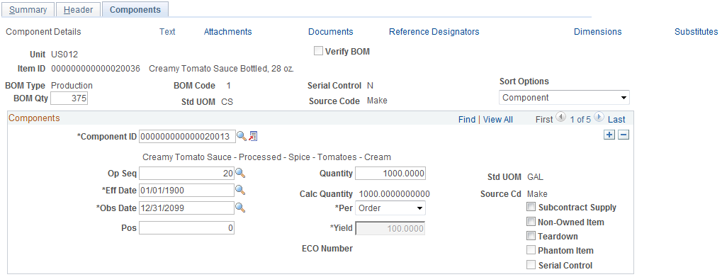 Components - Component Details page