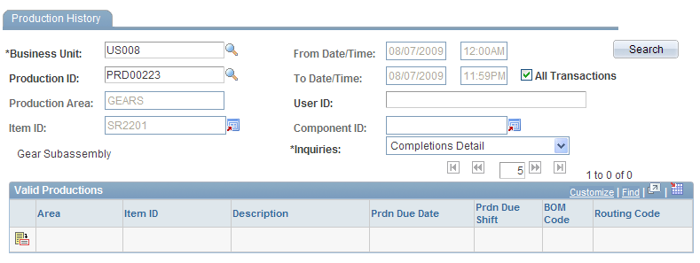 Production History page