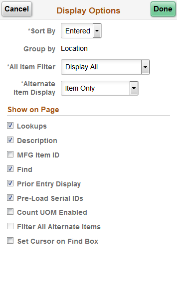 Count by Locations - Display Options Fluid page