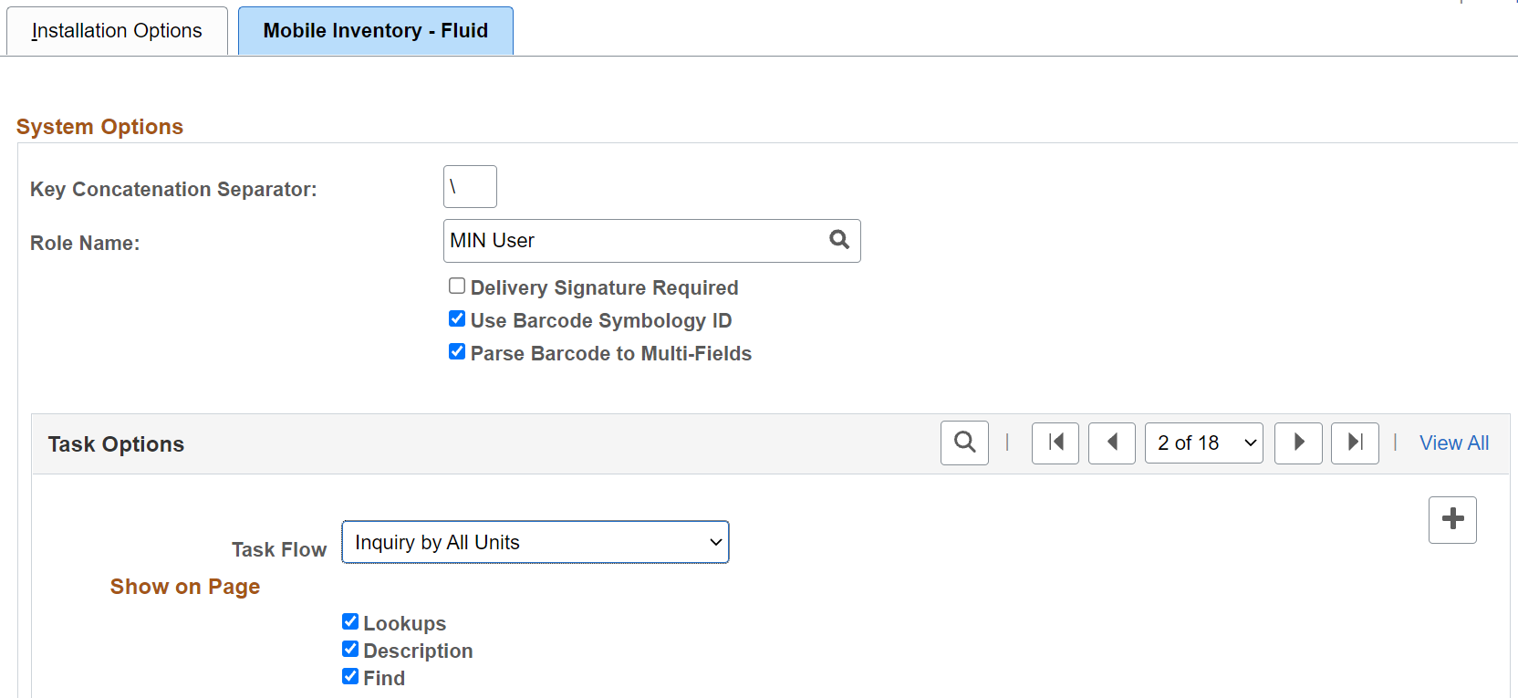 Mobile Inventory Installation Options Inquiry by All Units