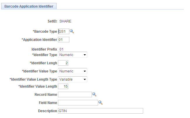 Barcode Application Identifier page