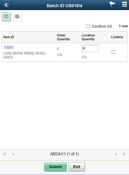 Picking Feedback - Fluid Grid View Page