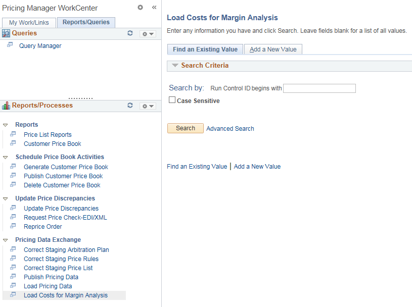 Pricing Manager WorkCenter - Reports and Processes