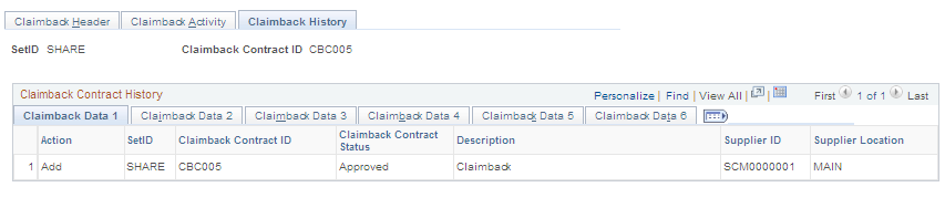 Claimback History page
