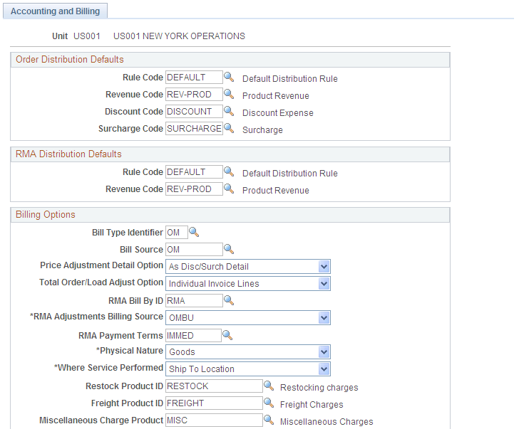 Accounting and Billing page (1 of 2)