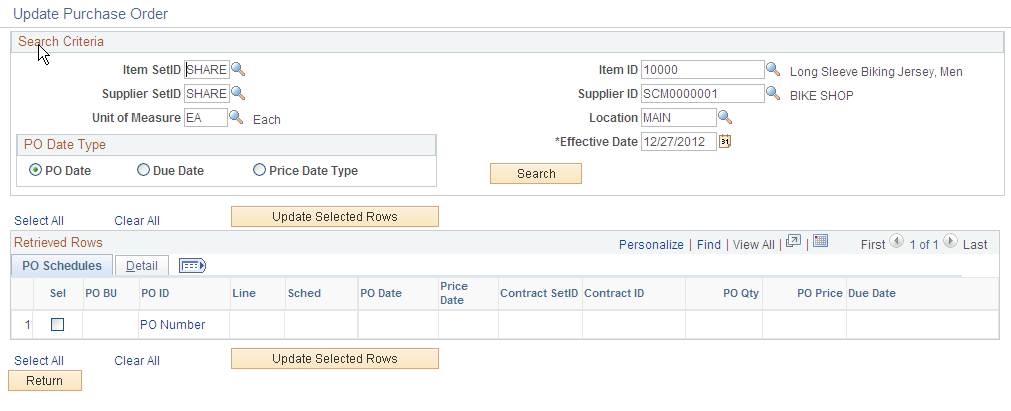 Update Purchase Order