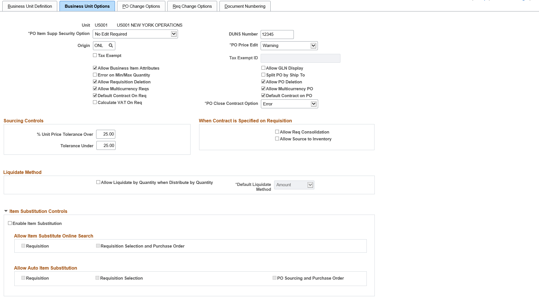 Business Unit Options Page (1of2)