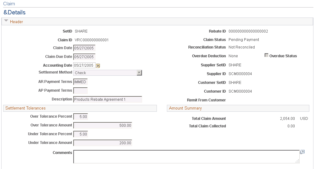 Claim - Details page (1 of 2)