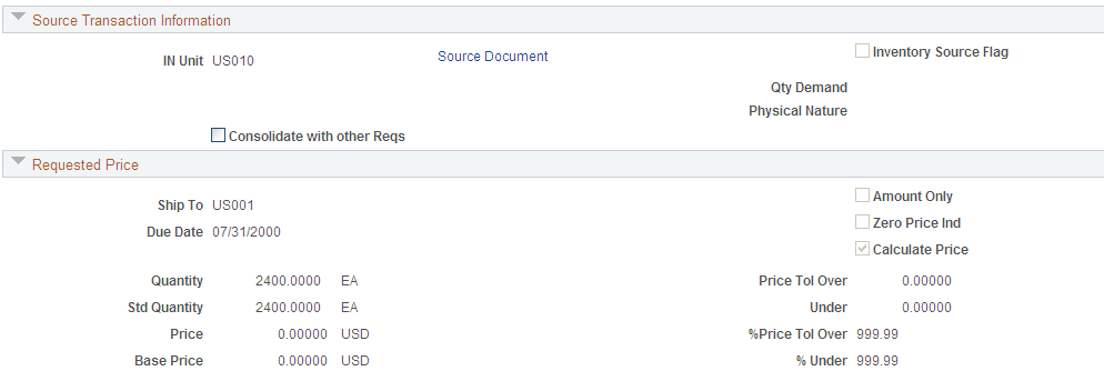 Sourcing Workbench - Sourcing Details page (2 of 2)