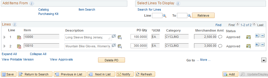 Express Purchase Order - Purchase Order page (2 of 2)