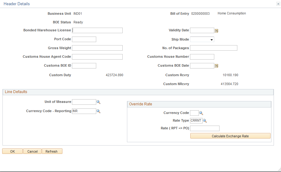 Header Details page