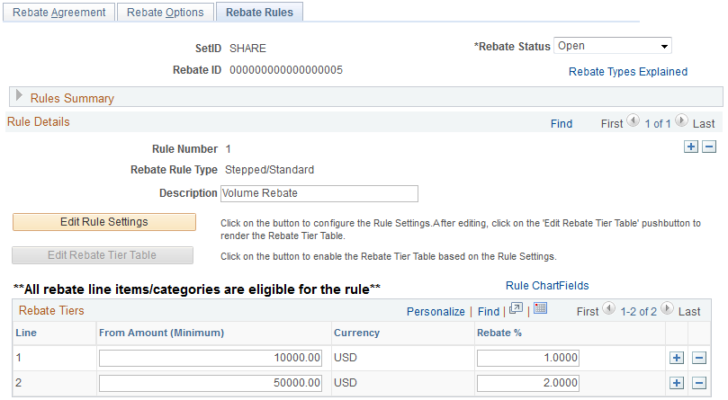 Rebate Agreement - Rebate Rules page