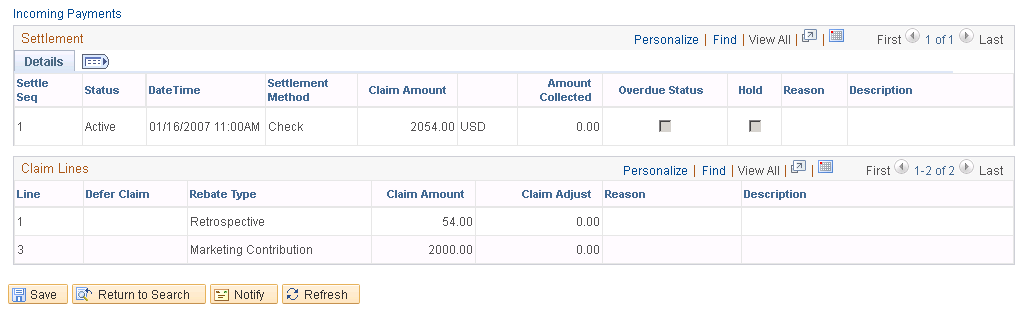 Claim Reconciliation - Claim Details page (2 of 2)