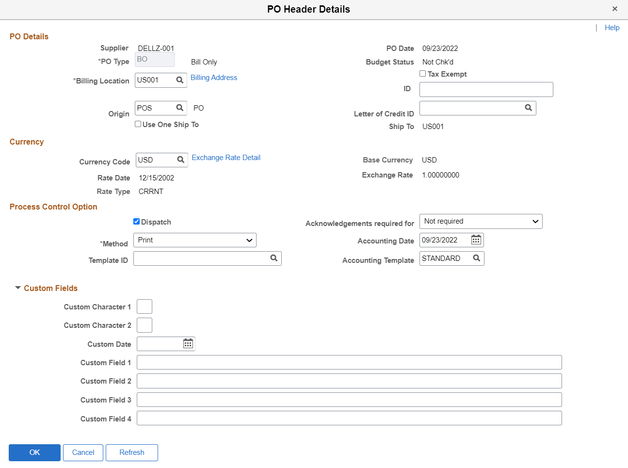 PO Header Details