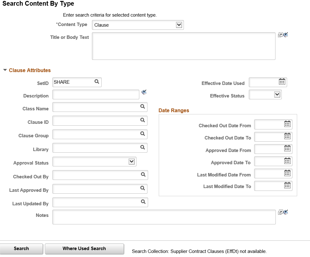 Search Content by Type Page: Clause, Section, or Configurator