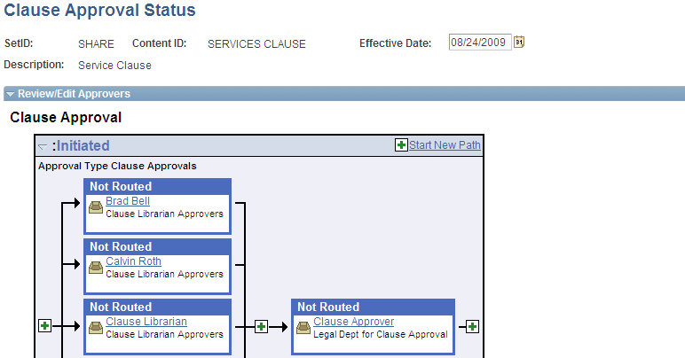 Clause Approval Status page (1 of 2)