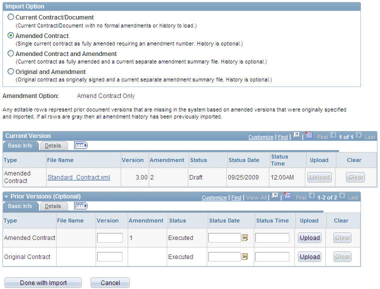 Import Document page