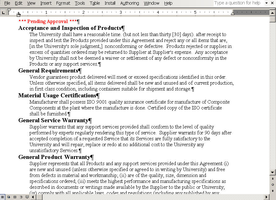 Unnumbered clauses document example